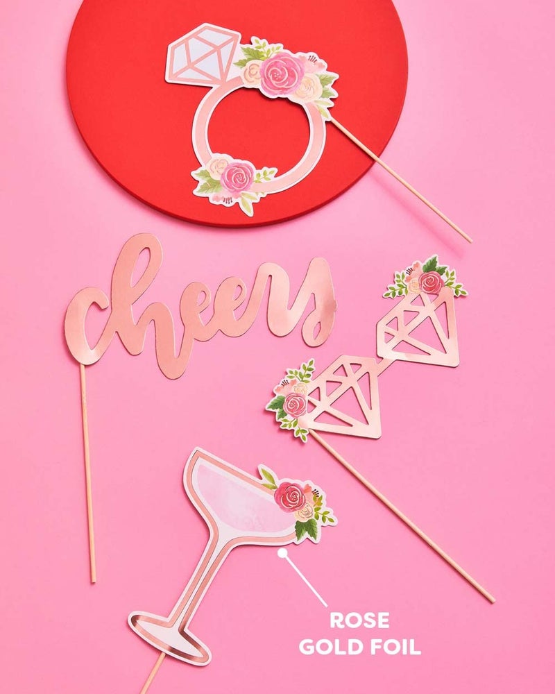 xo, Fetti Bridal Shower, Wedding Photo Booth Props - 20 Pieces, pre-Assembled - Rose Gold Bachelorette Party Decorations, Bride to Be, Miss to Mrs - Image 3